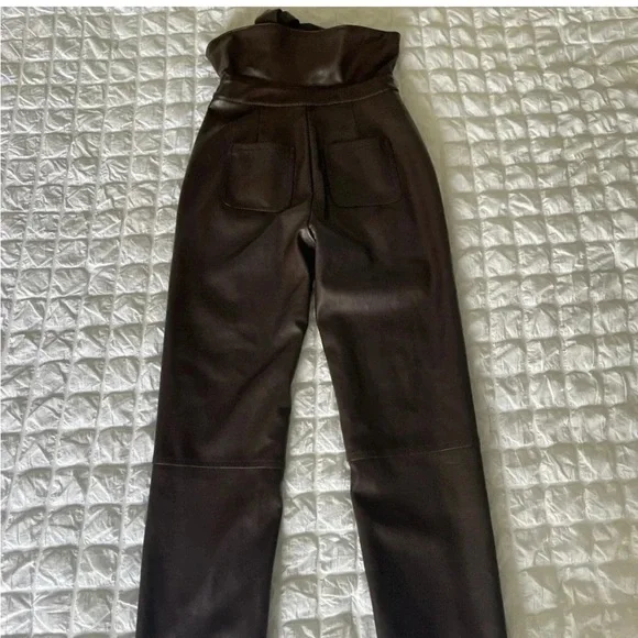 Jonathan Simkhai Tessa faux leather pants in dark mocha brown - Picture 11 of 13